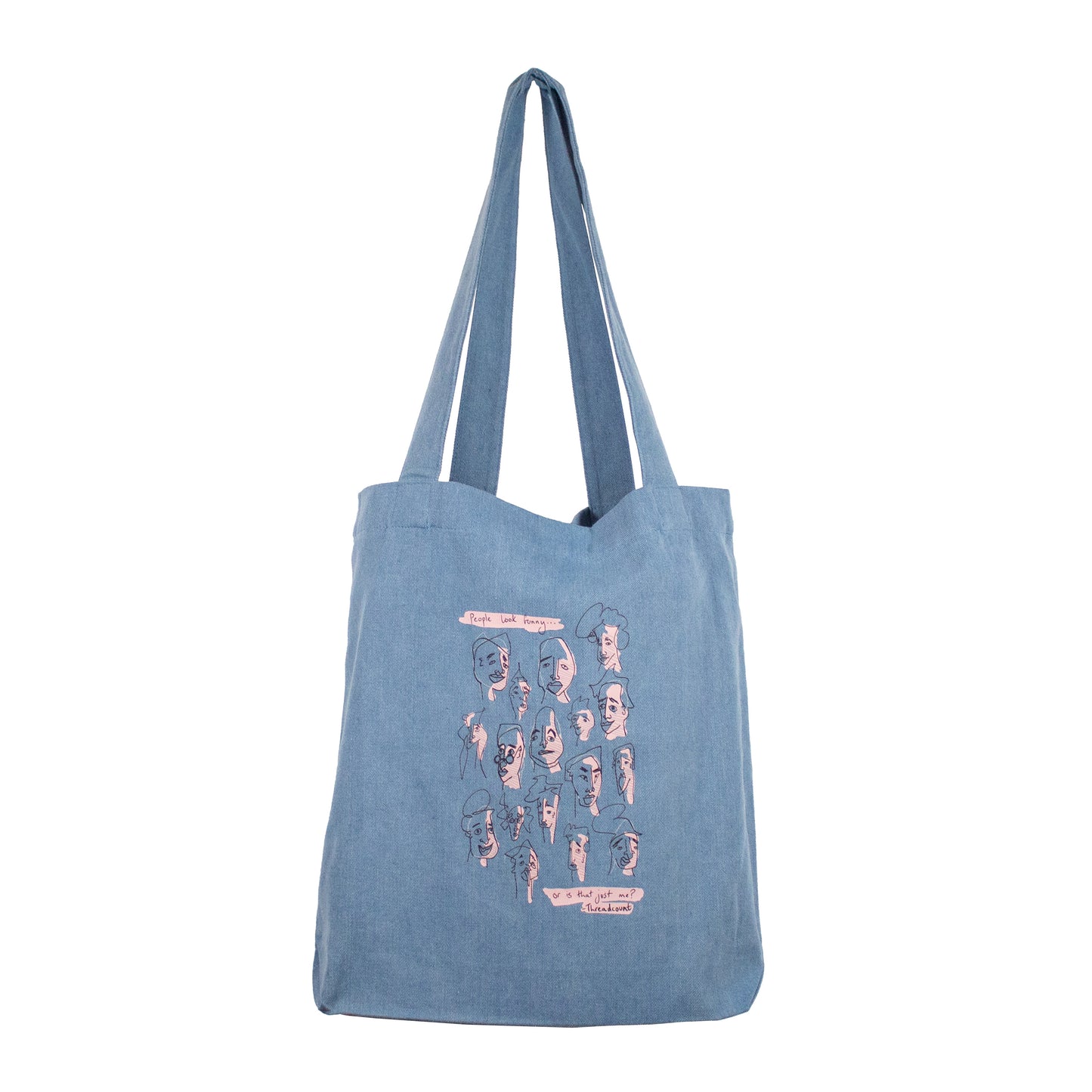 People Look Funny Tote - Light Denim