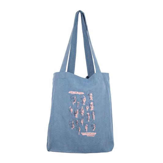 People Look Funny Tote - Light Denim