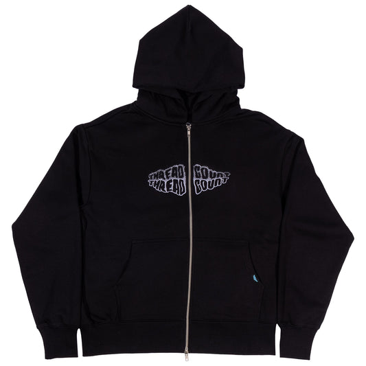 Double Logo Zip Hoodie - Black